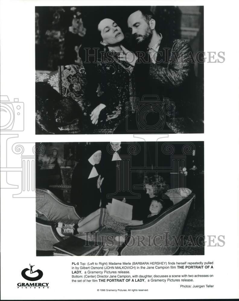 1996 Press Photo The cast and crew on set of "The Portrait of a Lady."- Historic Images