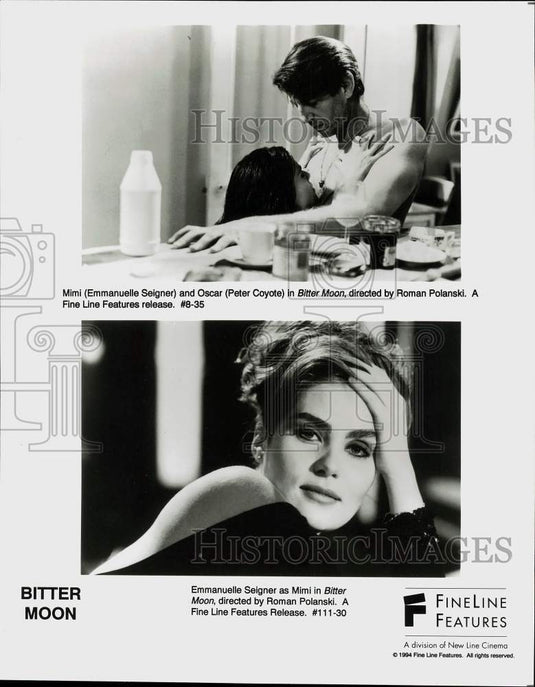 1994 Press Photo Emmanuelle Seigner & Peter Coyote in "Bitter Moon" Movie- Historic Images