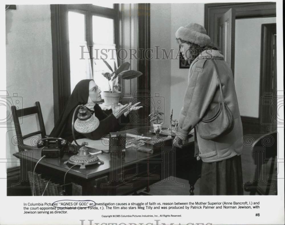 1985 Press Photo Anne Bancroft, Jane Fonda in &quot;Agnes of God&quot; Movie - lrp81789- Historic Images