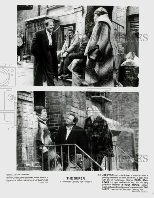 1991 Press Photo Joe Pesci, Carol Jean Lewis, Stacey Travis in "The Super" Movie- Historic Images