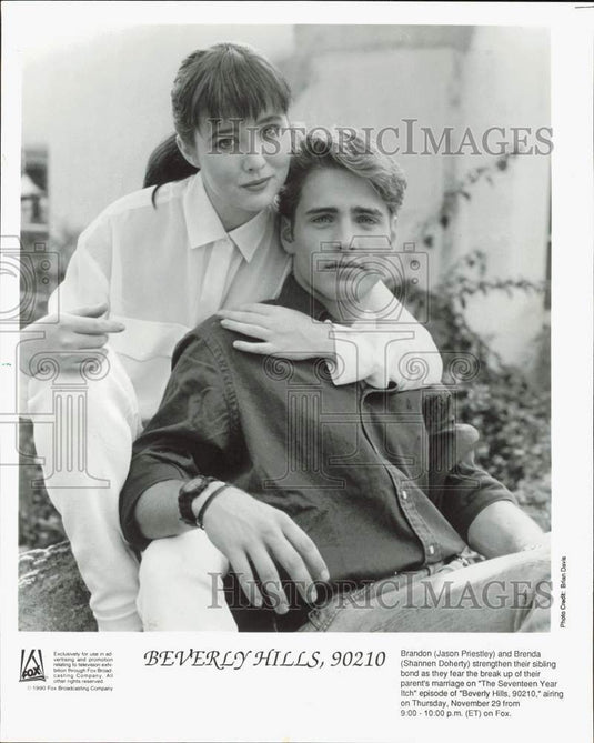 1990 Press Photo Jason Priestley, Shannen Doherty on "Beverly Hills, 90210"- Historic Images