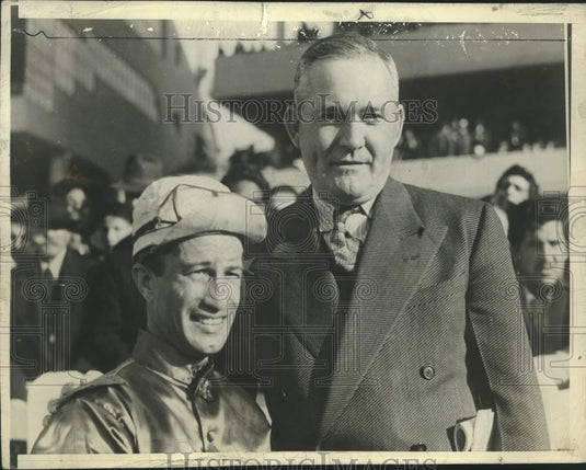 1951 Rogers Hornsby & Jockey Vic Bovine At Hipodrome de las Americas-Historic Images