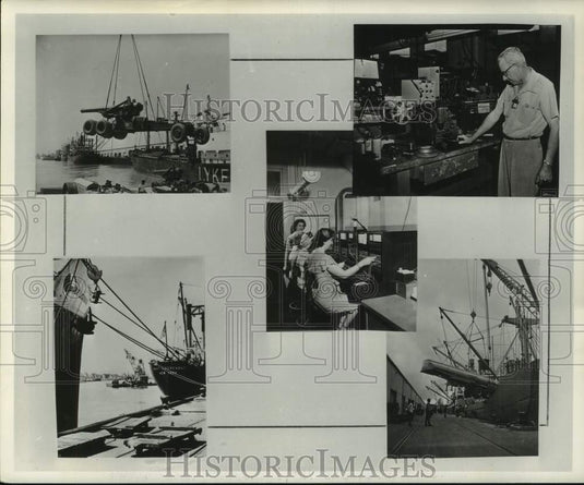 1957 Composite of operations at the New Orleans Army Terminal-Historic Images