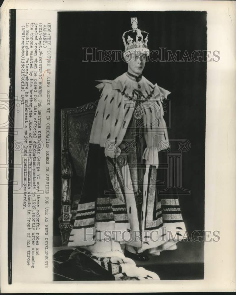 1951 King George VI poses for coronation portrait - Historic Images