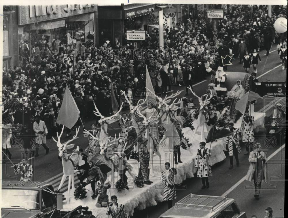 1967 Jolly Symbol of Christmas Santa Claus Moves Along State Street - Historic Images