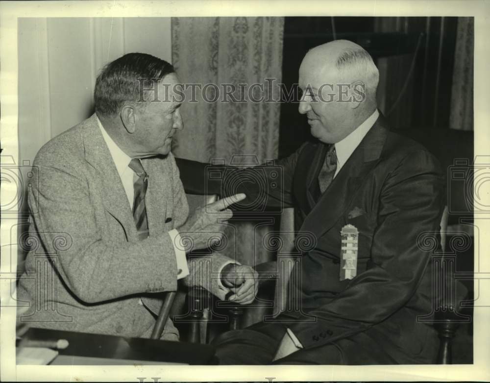 1936 Postmaster Farley in a Huddle with Senator Joseph Robinson - Historic Images