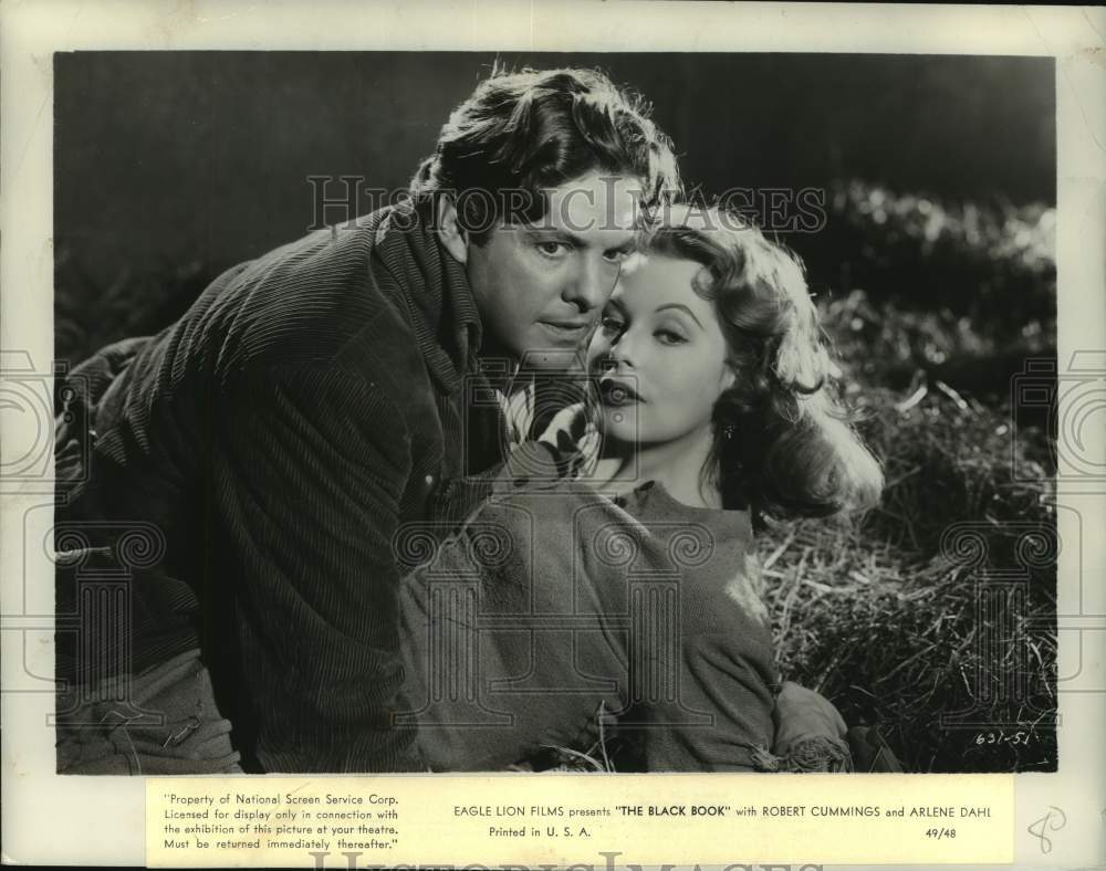 1950 Arlene Dahl and Robert Cummings in &quot;The Black Book&quot; - Historic Images