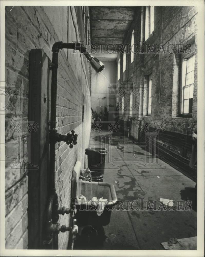 1980 Shower room at Deer Island Prison - Historic Images