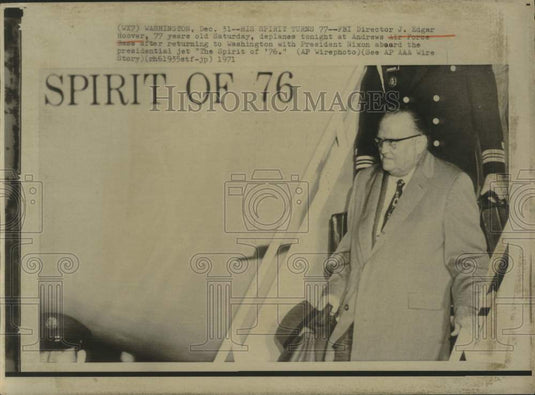 1971 FBI Director J.Edgar Hoover deplanes at Andrews Air Force Base - Historic Images