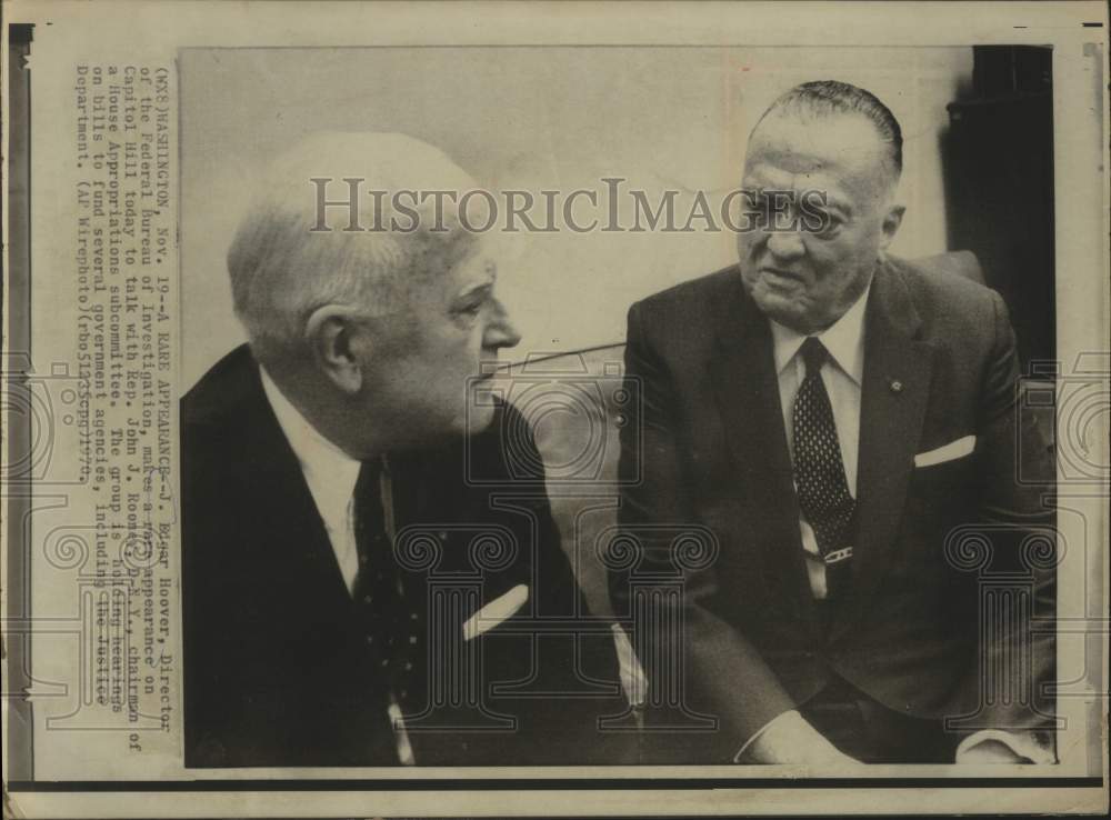 1970 FBI Chief J. Edgar Hoover talked with Rep.John J. Rooney - Historic Images