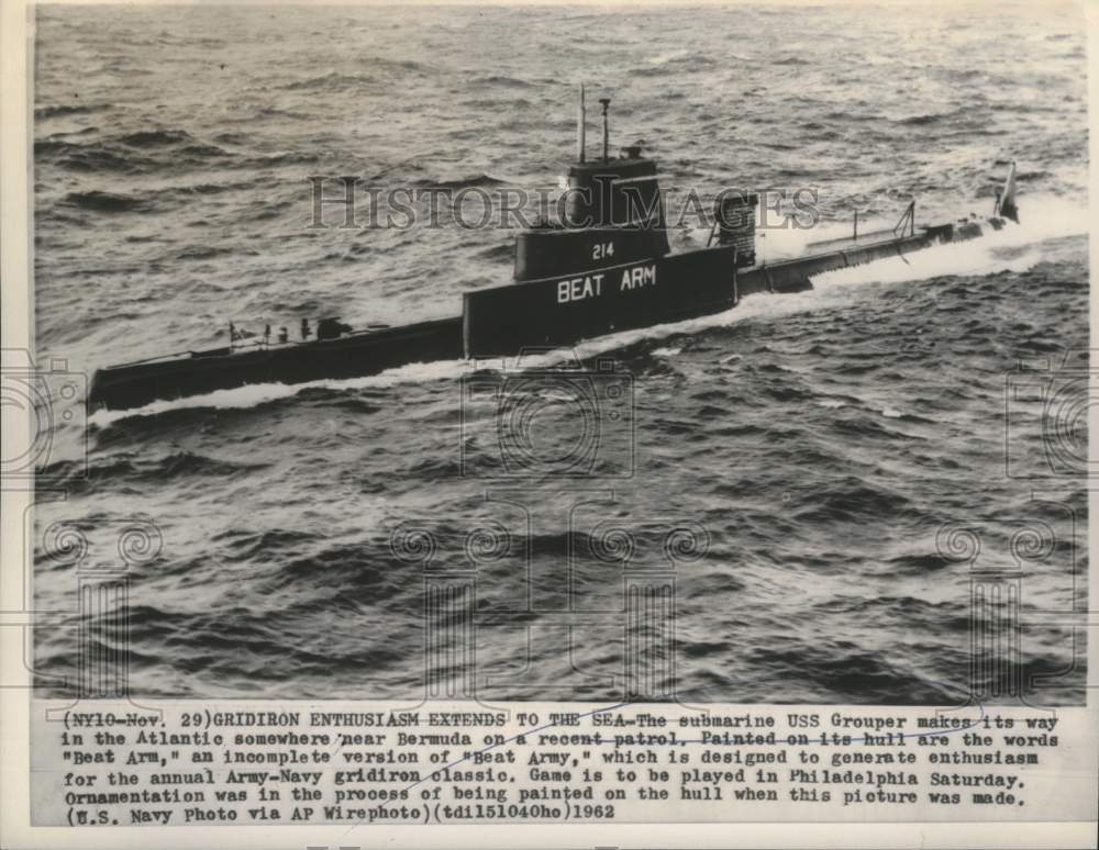 1962 Submarine U.S.S. Grouper Makes Way in Atlantic Near Bermuda-Historic Images