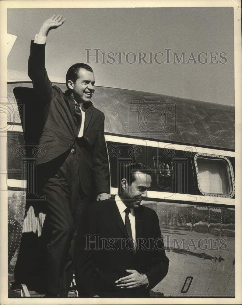 1964 Richard M. Nixon arrives in Kansas with Robert Dole-Historic Images