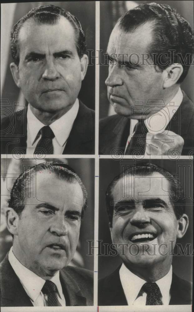 1969 President Nixon shown in four different facial expressions - Historic Images