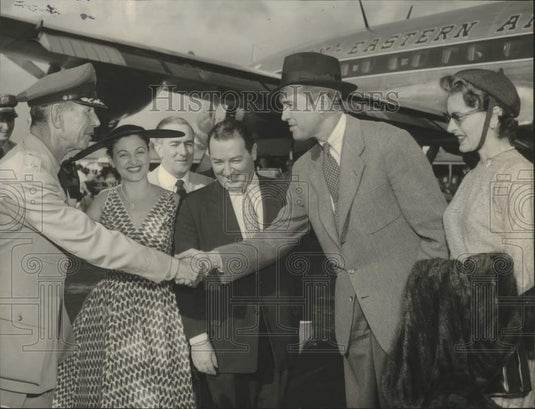 1954 Col.Harry D. Copland meets Actor Jimmy Stewart and Mrs Stewart - Historic Images