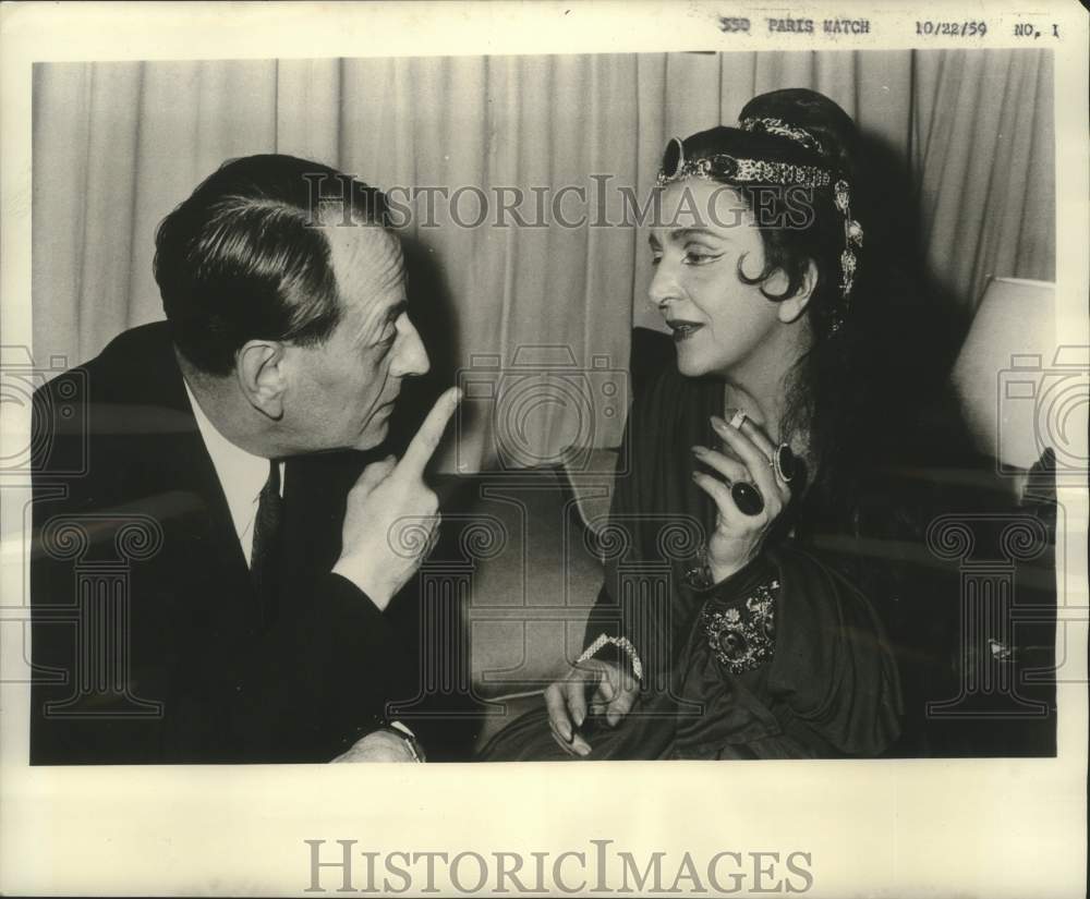 1959 French actress Marie Bell greeted by Minister Andre Malraux-Historic Images