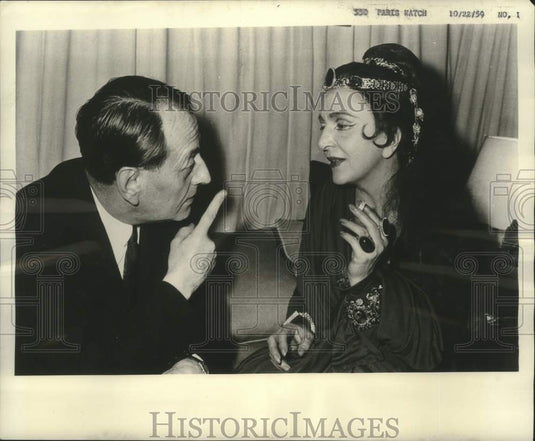 1959 French actress Marie Bell greeted by Minister Andre Malraux-Historic Images