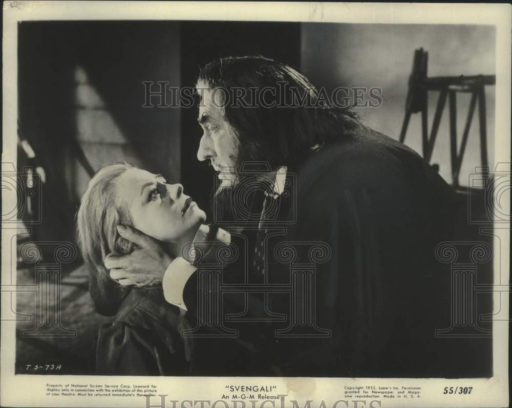 1955 Press Photo Donald Wolfit and Hildegarde Neff star in Svengali - lrx07126 - Historic Images