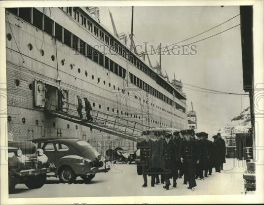 1941 U.S Troops leave Transport Newfoundland for Church Service - Historic Images