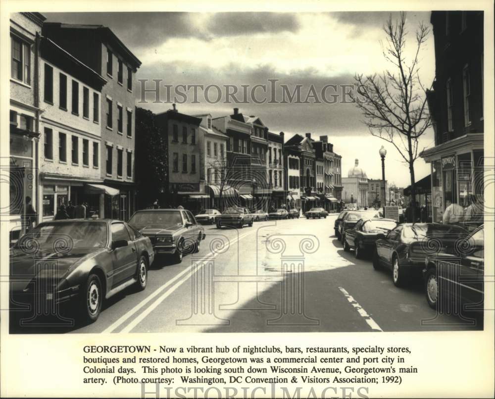 1992 Street scene of the business establishment in Georgetown - Historic Images