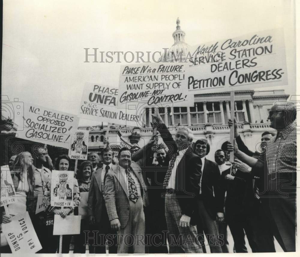 1973 Service-station operators protested in front of the Capitol - Historic Images