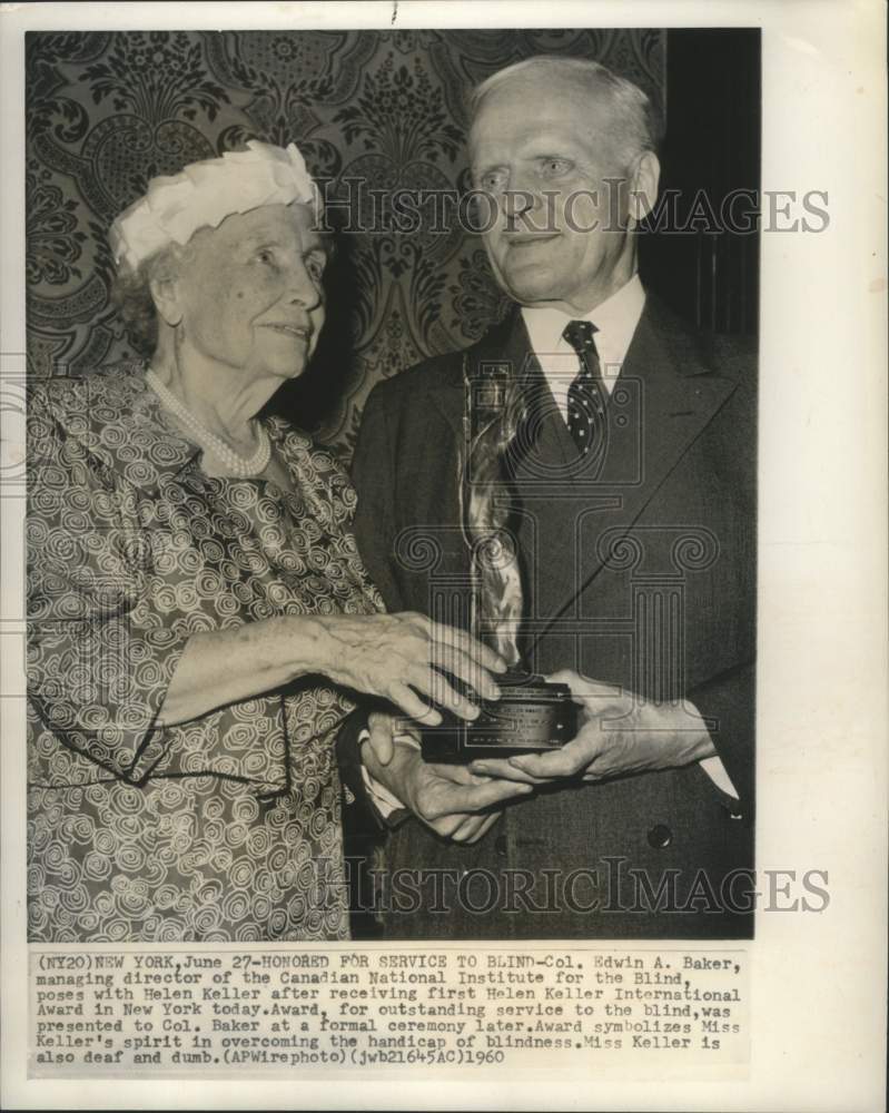 1960 Edwin Baker receives the Helen Keller International Award - Historic Images