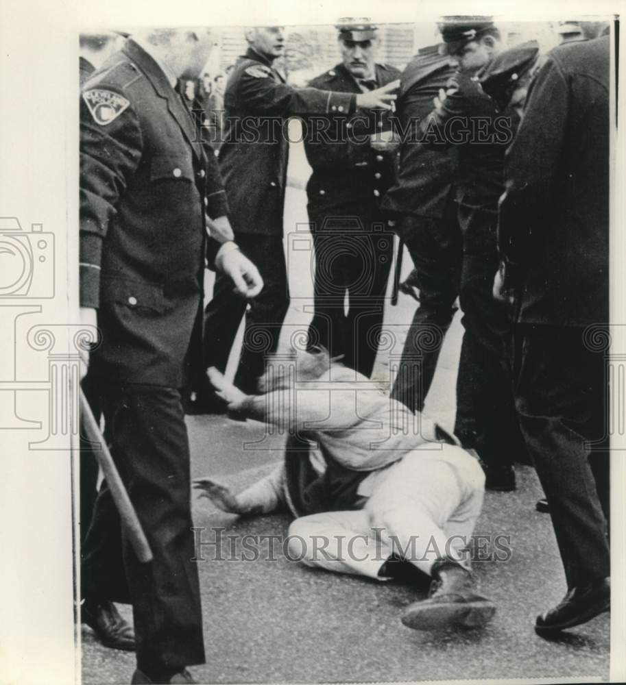 1968 Anti Wallace Demonstrators knocked down in Cleveland - Historic Images