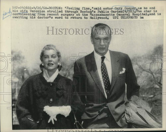 1960 Gary Cooper Recovery From Recent Surgery in Massachusetts-Historic Images