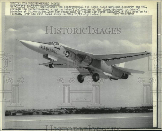 1967 Air Force F-111 Warplane Spreads Its Wings on Takeoff - Historic Images