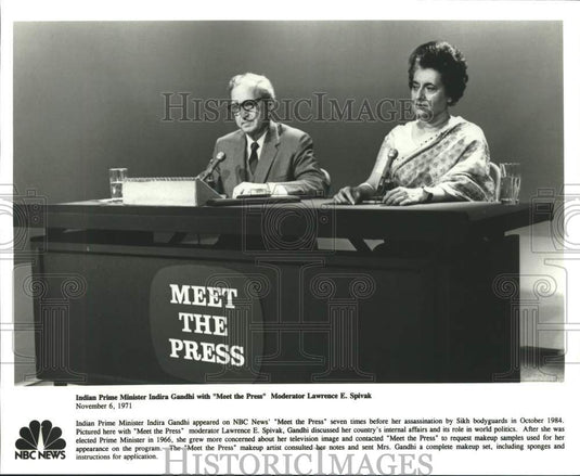 1971 Host Lawrence Spivak with Indira Gandhi on "Meet The Press' - Historic Images