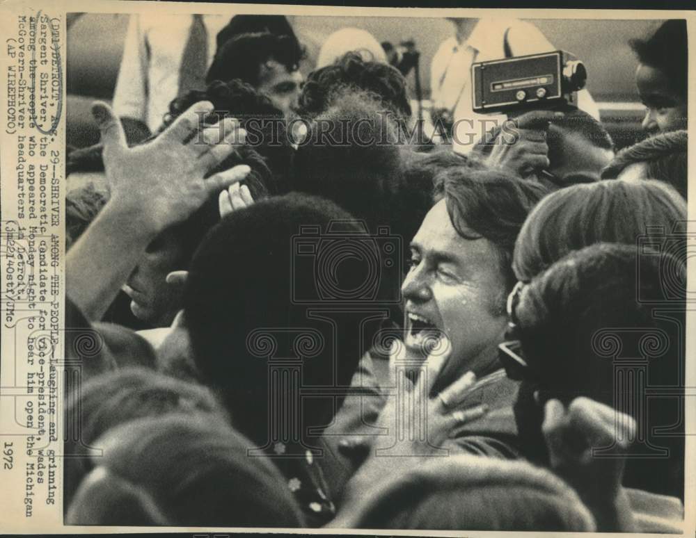 1972 Sargent Shriver Wades Through Crowd in Detroit Michigan - Historic Images