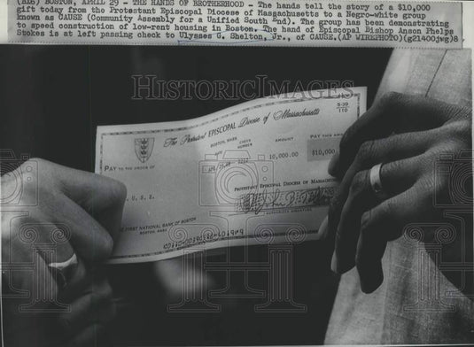 1968 Hands of Protestant Episcopal Diocese & CAUSE Showing $10,000 - Historic Images