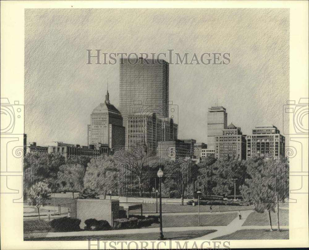 View of New England Life Building from Boston Common - Historic Images