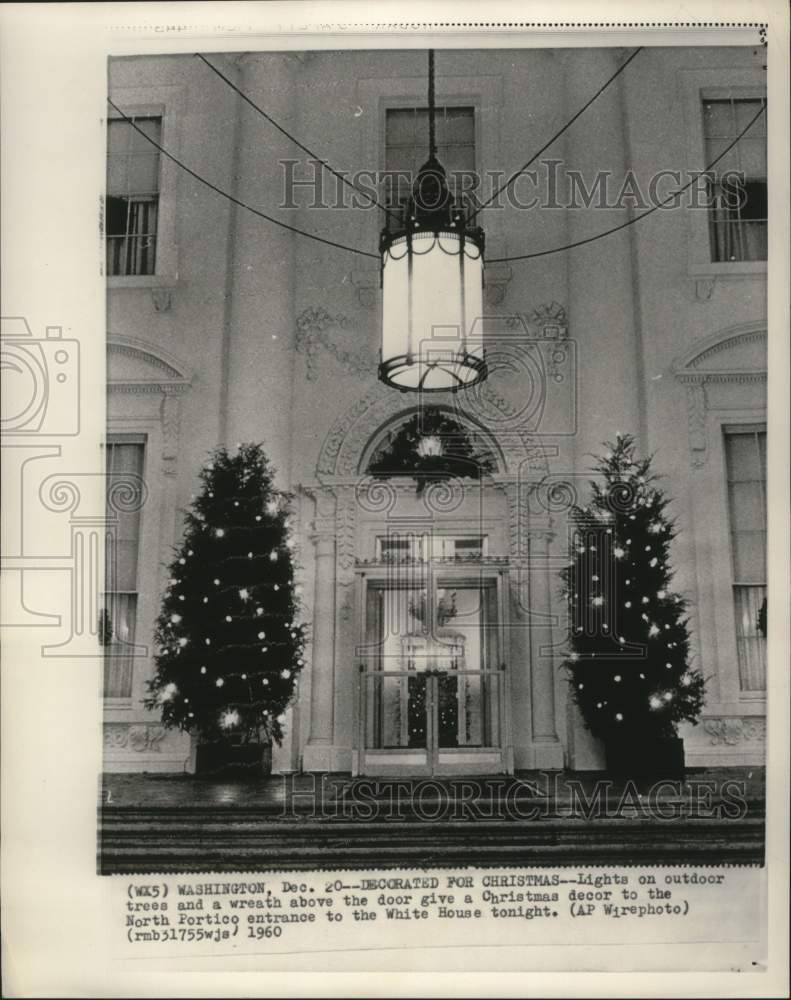 1960 Lit Outdoor Trees Give Decor to North Portico at White House - Historic Images