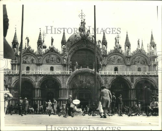 1970 Venice-Tourists enjoy St. Mark's Square during summer season - Historic Images