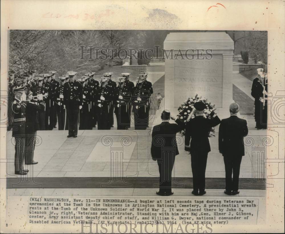 1964 Bugler Sounds Taps During Veterans Day at Arlington Cemetery-Historic Images