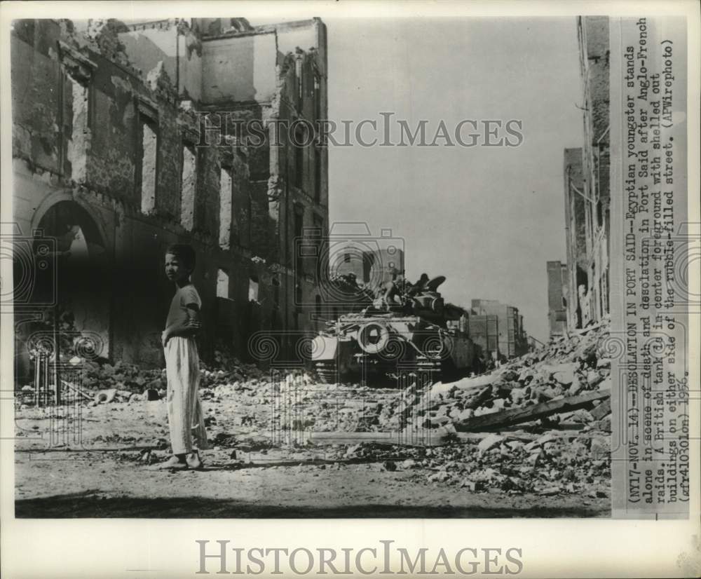 1956 Egyptian Youngster In Port Said Ruble After Anglo-French Raid - Historic Images