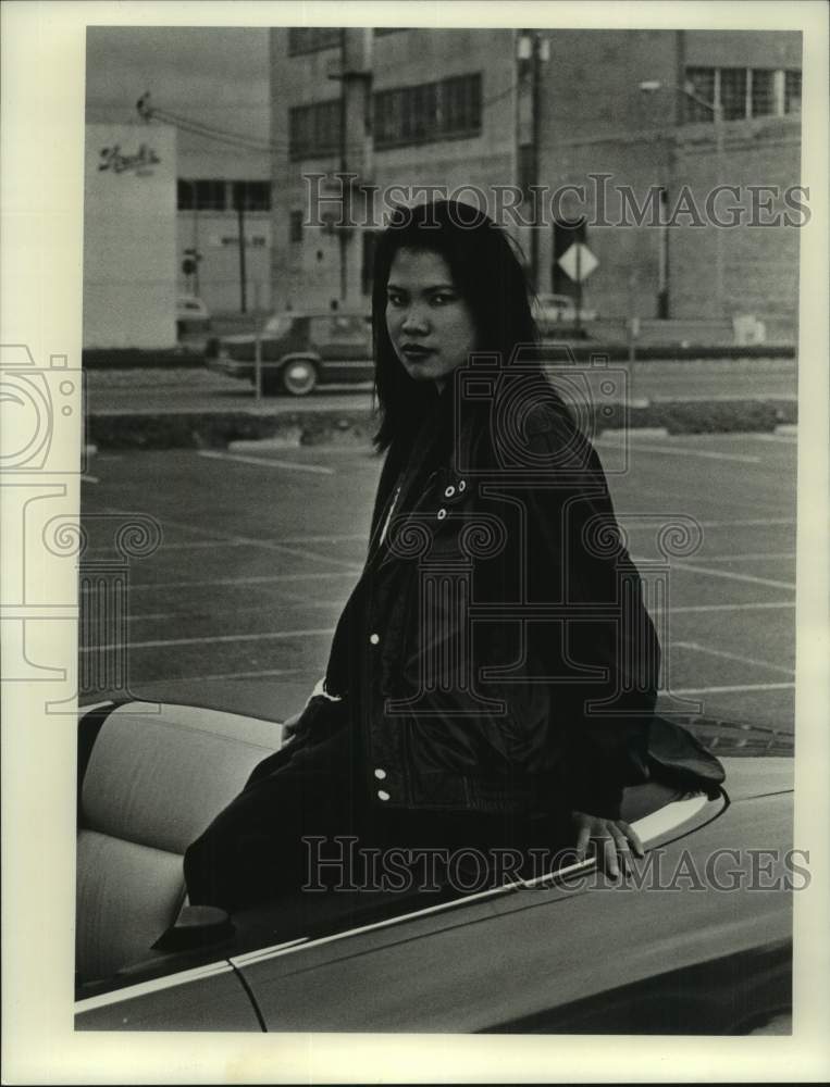 Lady in convertible car-Historic Images