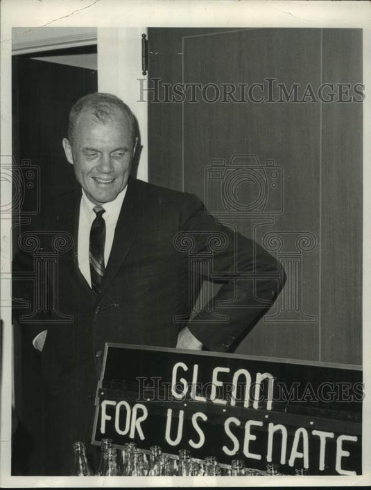 1964 Washington-John Glenn looks at the Senatorial Campaign Signage-Historic Images