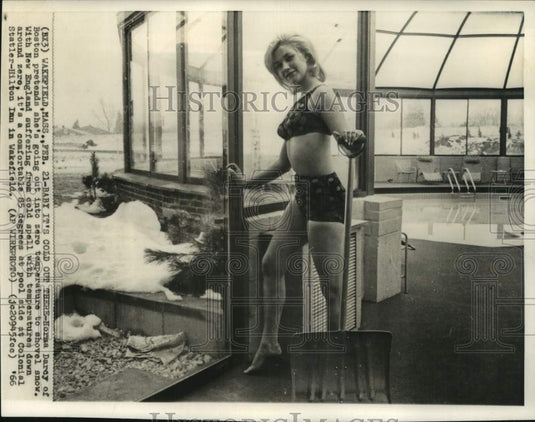 1966 Wakefield, Massachusetts-Norma Darcy at Hilton Inn pool side - Historic Images