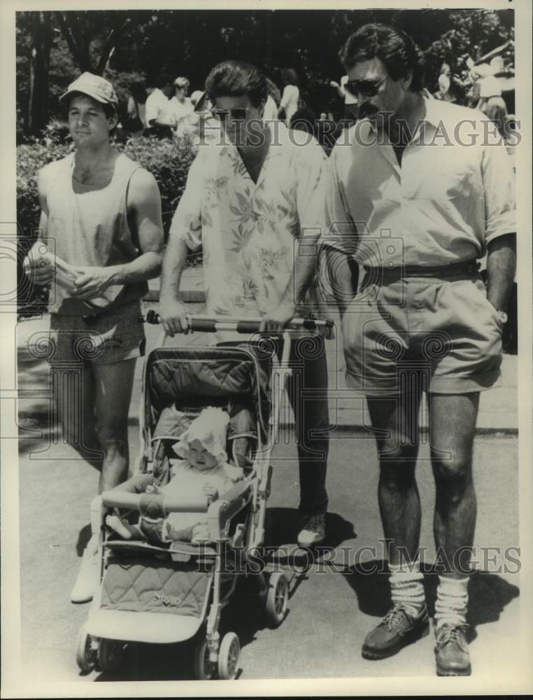 1990 Press Photo Steve Guttenberg, Ted Danson and Tom Selleck - lrx28038 - Historic Images