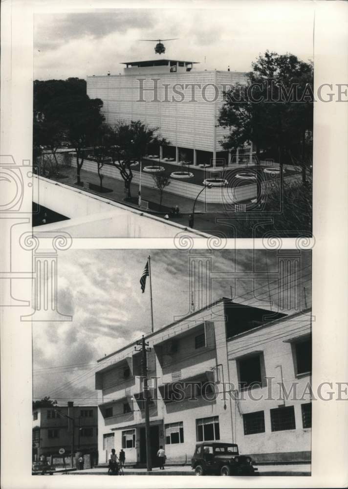 1968 Helicopter lands on the United States Embassy Building-Nepal - Historic Images