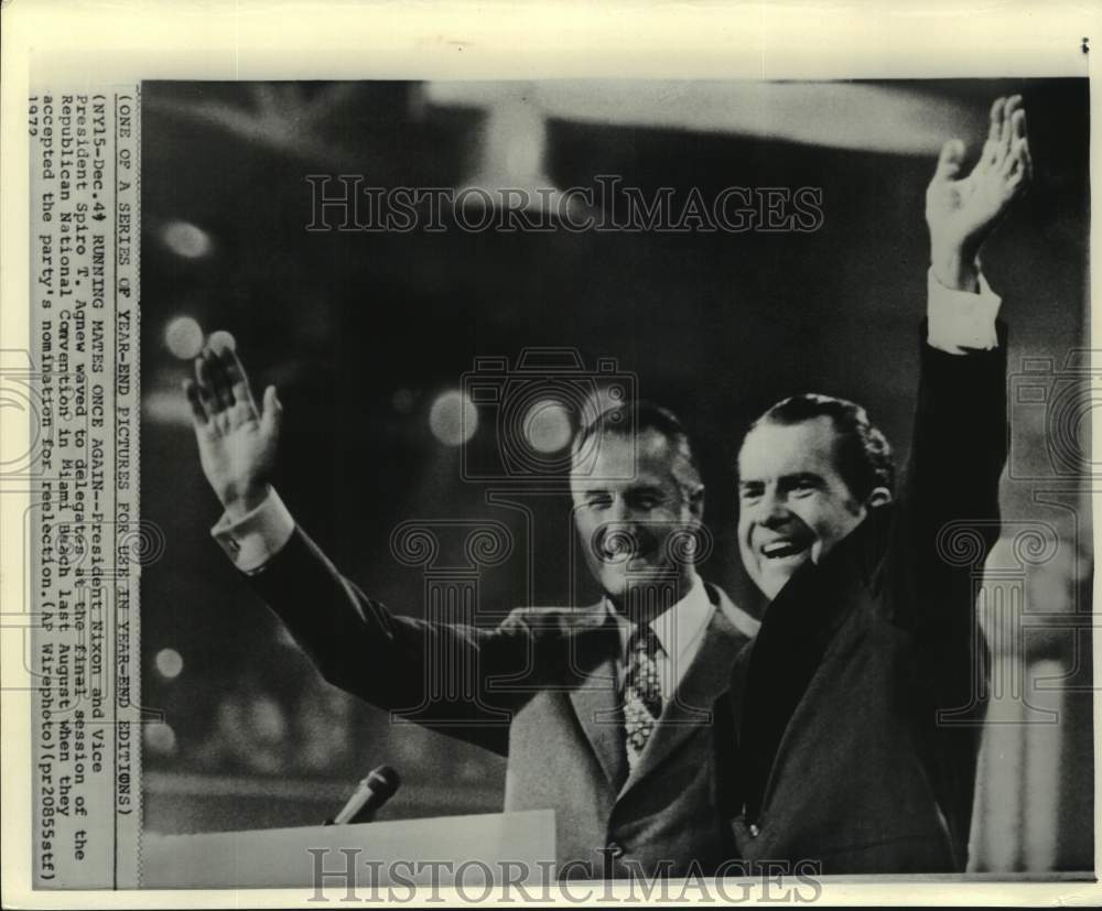 1972 President Nixon and Republican running mate Spiro Agnew - Historic Images