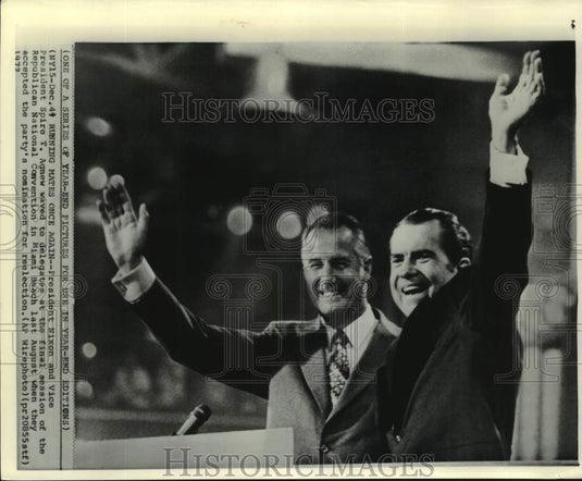 1972 President Nixon and Republican running mate Spiro Agnew - Historic Images