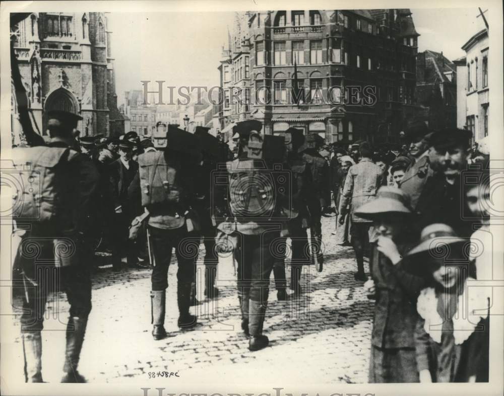 1914 British Marines March Through Port of Ostend, Belgium - Historic Images