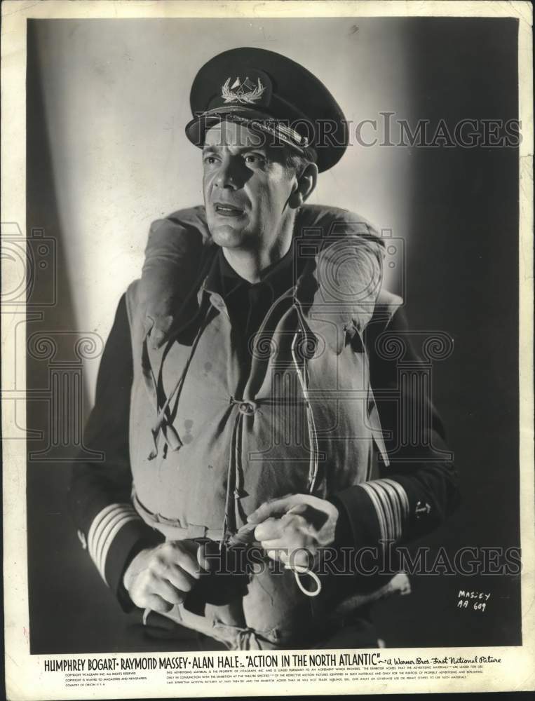 1943 Press Photo Raymond Massey in &quot;Action In The North Atlantic&quot; - lrx36173 - Historic Images