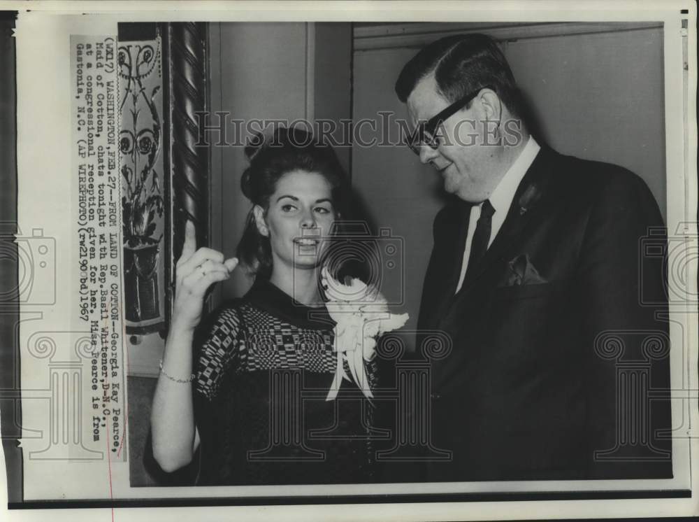 1967 Georgia Kay Pearce talking to Rep. Basil Whitener in Washington - Historic Images