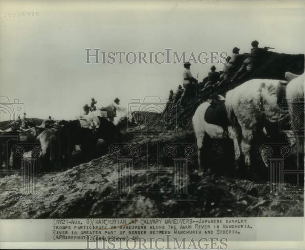 1945 Press Photo Japanese Cavalry Troops during Manchuria maneuver - lrx41731- Historic Images