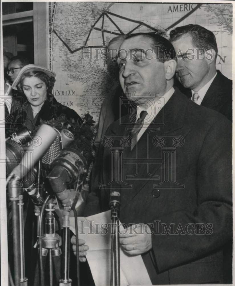 1954 French Premier Mendes after arriving for talks in Washington-Historic Images