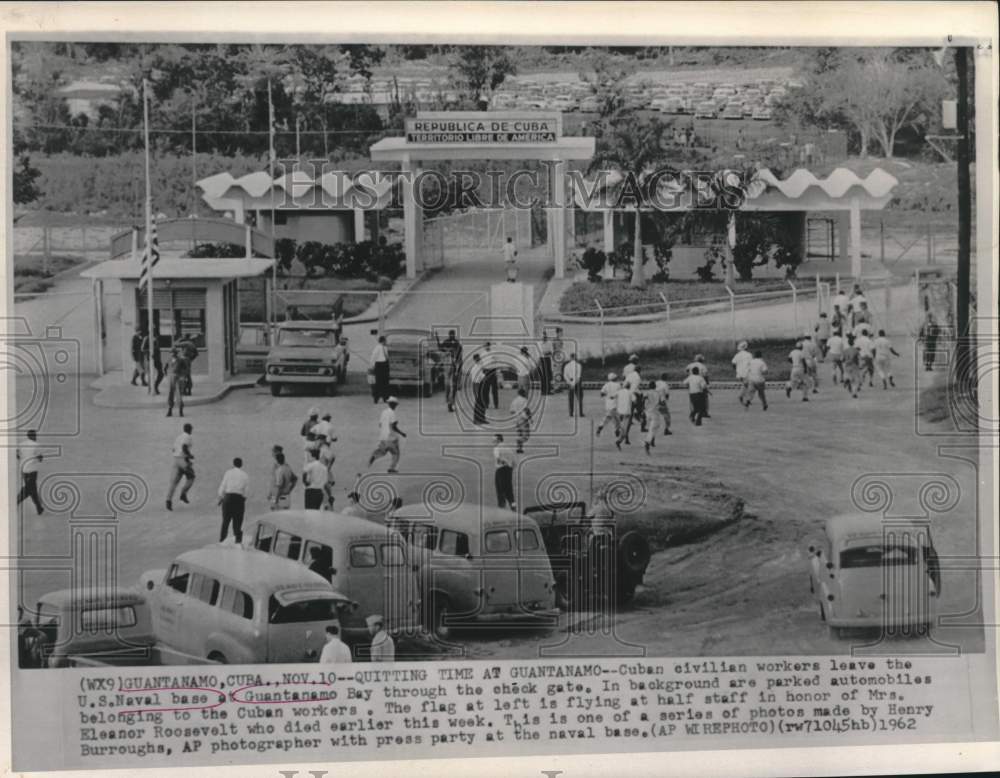 1962 Cuban civilian workers leave US Naval Base at Guantanamo Bay-Historic Images