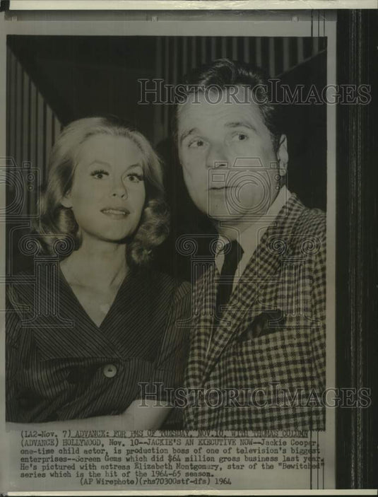 1964 Jackie Cooper with actress Elizabeth Montgomery in Hollywood-Historic Images
